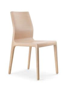 Wave, Modern chair with shell in curved plywood