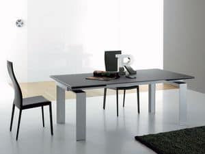 Alu 380/382, Extendable dining table, lacquered aluminum