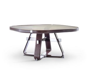 Antimo squared, Table with glass top, covered in leather