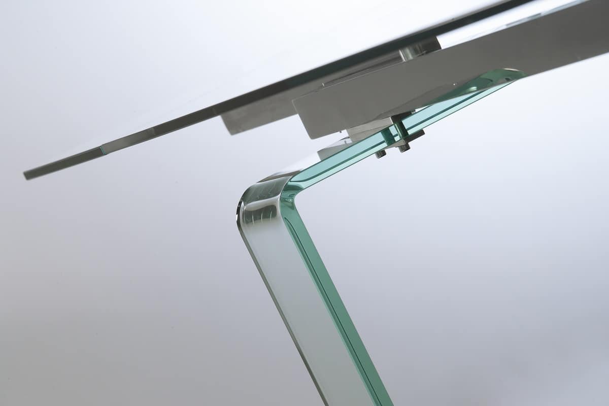 Art. 676 Glass, Table with legs and extendable glass top