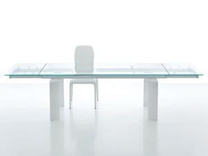 BRIDGE, Dining table, with extendable glass top