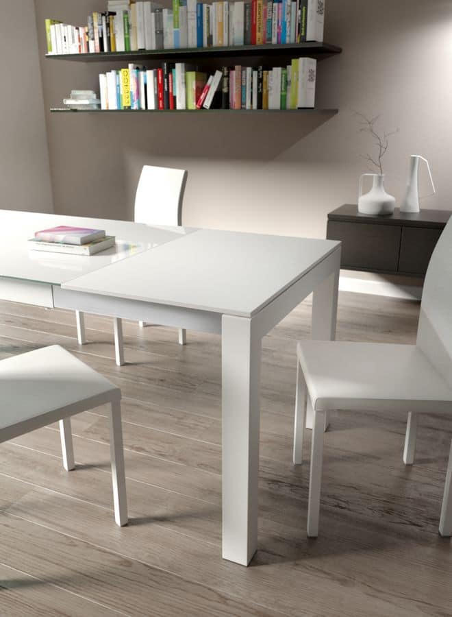 Doris, Rectangular table with glass top, for modern kitchens