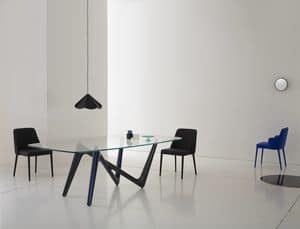 Esse, Table with glass top and polyurethane legs