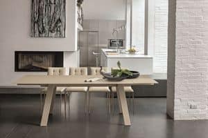 GIOVE TA177, Extendable table with glass top and metal structure