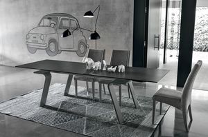 HERCULES TA125, Extendable rectangular table, contemporary style