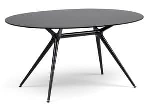 Metropolis 112x150cm, Metal table with oval glass top, several finishings
