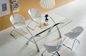 Portofino V, Fixed table made of metal and glass, different sizes