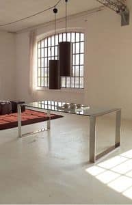 Ring table, Metal dining table, glass top