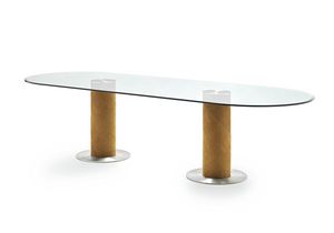 Rolling B, Table with oval glass top