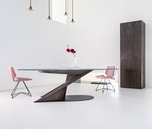 Surf, Elegant table with oval glass top