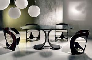 TA43 Mistral table, Dining table with glass top, chrome metal base