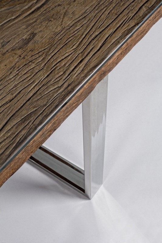 Table Stanton, Table with recycled wood and glass top