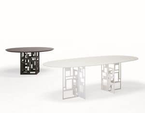 Velasca Oval, Oval table, with glass top, suitable for dining room