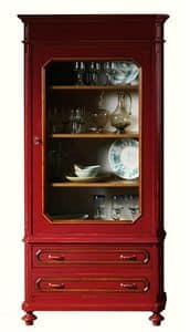 Adeline BR.0055, Lacquered glass cabinet with 1 door, classic style