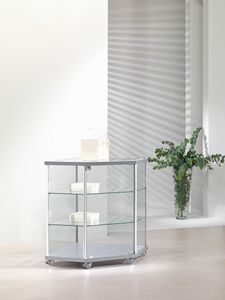 ALLdesign 70/B, Corner display cabinet, on castors