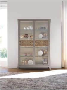 Art. 964, Ash lacquered showcase, bronze decorations, contemporary style