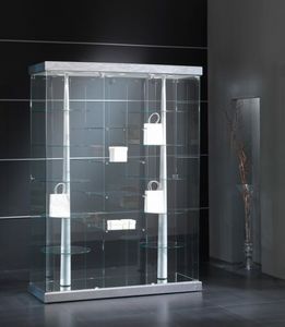 Black&White 14/G, Showcase with eco-leather base, with rotating shelves