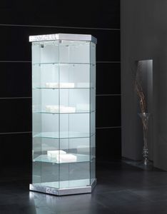 Black&White 9/TR, Leather display cabinet with trapezoidal base