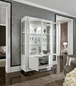 Dama Bianca display cabinet, Showcase with led lights on the internal shelves