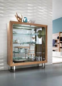 Diamante Art. 38.115, Display cabinet with door in transparent glass and mirror back