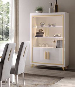 Gold 2 doors display cabinet, Bright showcase for the dining room