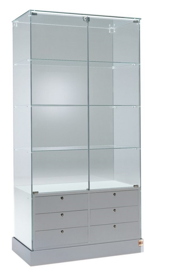 Laminato 100/CS, Glass showcase, with drawers