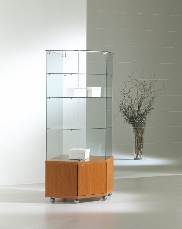 Laminato Light 7/18M, Corner display cabinet with castors