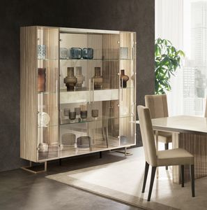 LUCE LIGHT showcase 4 doors with drawer, Showcase characterized by elegance and plays of light