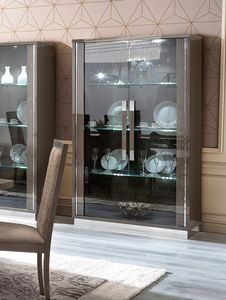 Platinum Slim display cabinet, Showcase with smoky gray glass