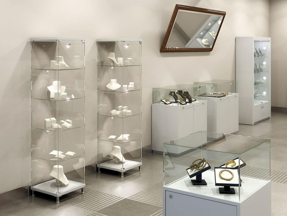 Quadratum Q/45 - Q/45M, Display cabinets,  showcase modern, for jewelery