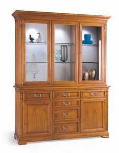 Villa Borghese display cabinet 7375, Large display cabinet, with three doors, in wood and glass