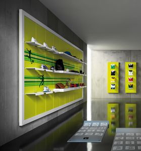 Revolution - wall unit for sport store, Wall shelving for sports shops