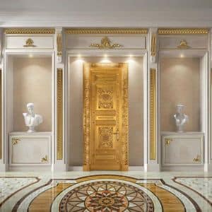 Altair, Luxurious wooden door finely carved, antique gold leaf finish