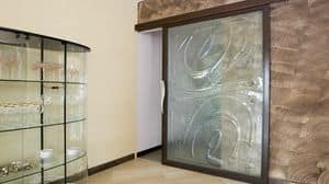 BAI.09, Steel sliding door with transparent glass fusion
