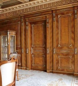 Fenice door, Classic door carved in rosewood and Movingui
