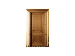Firenze, Stately door with capitals in solid oak, suitable for luxury hotels