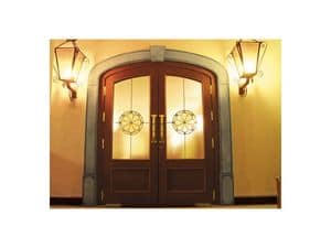 Imperiale, Entrance door with shatterproof glass, srtruttura solid oak, Floor Closers