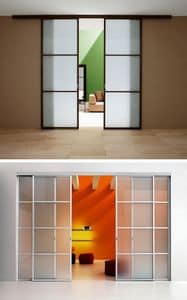 NAXOS sliding doors, Sliding door with guide track, shutters in stained glass