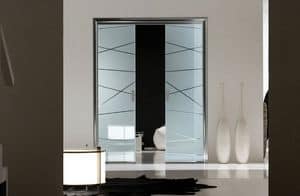 SIMPLEX slide-away door, Slide-away door made of aluminum, glass shutters