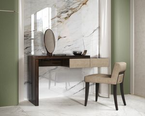 Futura dressing table, Dressing table with leather-covered drawers