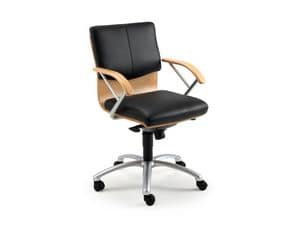 Ducale Lux executive 46320, Office armchair with wooden shell and leather padding