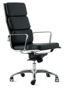 LIGHT 18000, Office armchair with fine leather upholstery