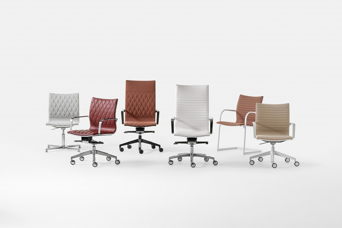 Kruna plus linear, Executive chair with wheels, chromed steel