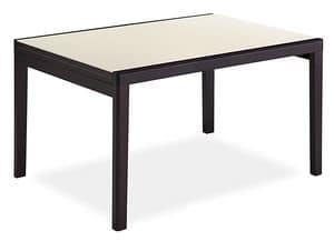 ANNA 2, Extendable table in lacquered wood, glass top