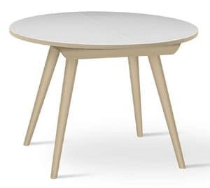 ARIS 110, Round table in solid beech, extensible, for Kitchen