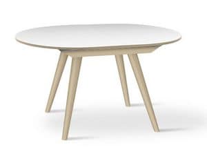 ARIS 160, Extending oval table with tapered legs, for restaurants