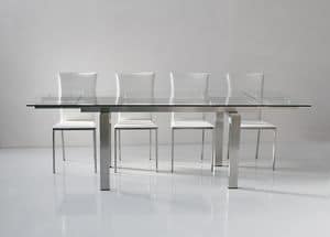 Art. 671 New York, Extending table, top and extensions in tempered glass