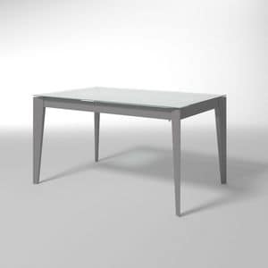 Astro, Extendable table in steel and glass, for modern kitchens