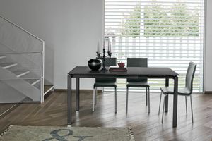 AURIGA 110 TA115, Metal table with glass top suitable for modern kitchen