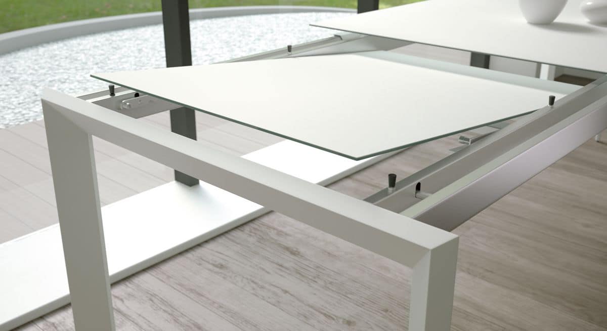 Bailo, Extendable table with tempered glass for kitchens